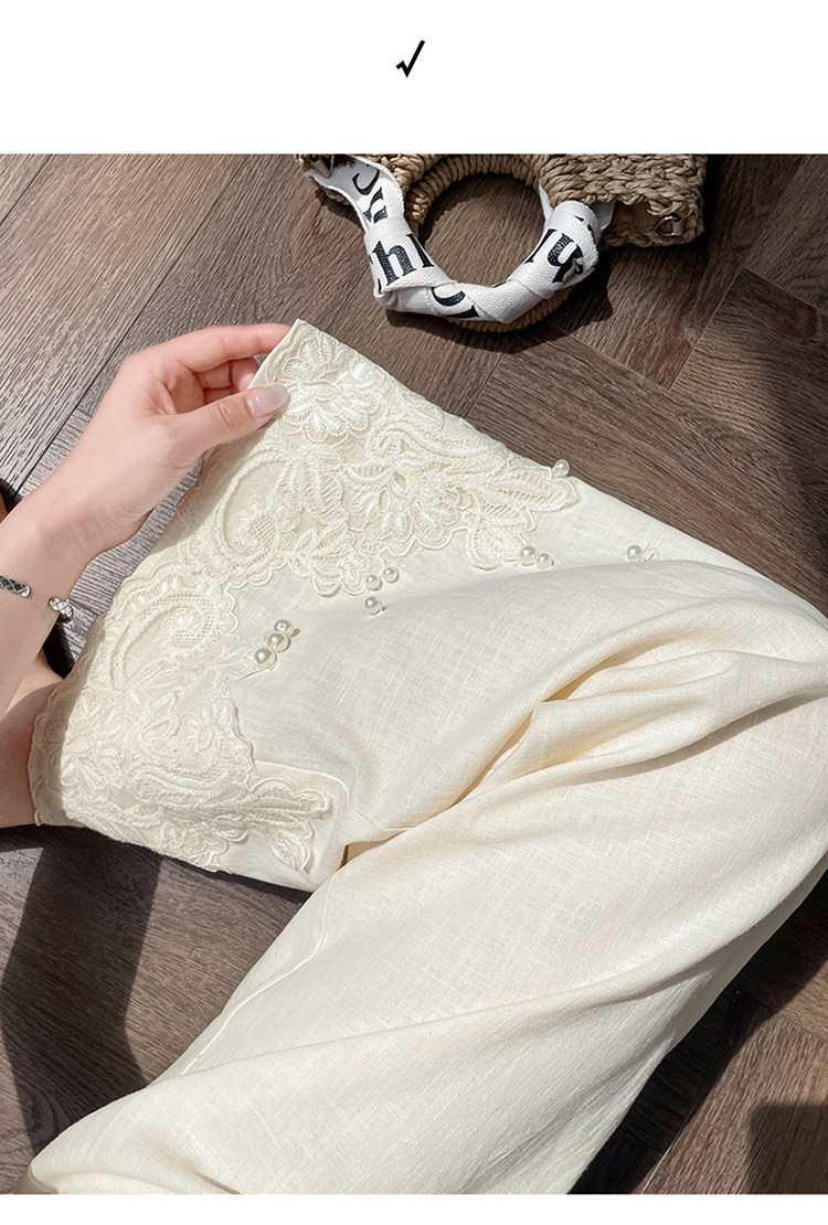 Quần culottes nữ ống rộng eo cao chất liệu ren đính cườm — Màu ảnh chi tiết 43