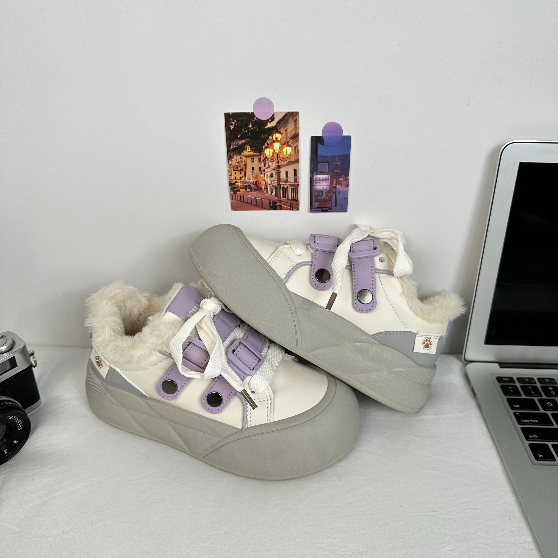 Leche fu fu con zapatos blancos de terciopelo, zapatos de pan calientes de mujer, zapatos de invierno para estudiantes, zapatos casuales de invierno. image 8