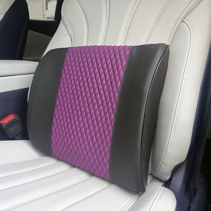 Car lumbar support cushion, designed to provide support for the lower back while driving, made with memory foam for comfortable, breathable support, reducing fatigue during long drives