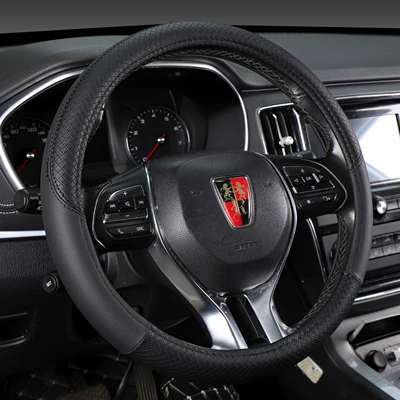 Steering wheel cover – ring - embossed-black-with-black-stitching-cross-border-high-quality-inner-ring