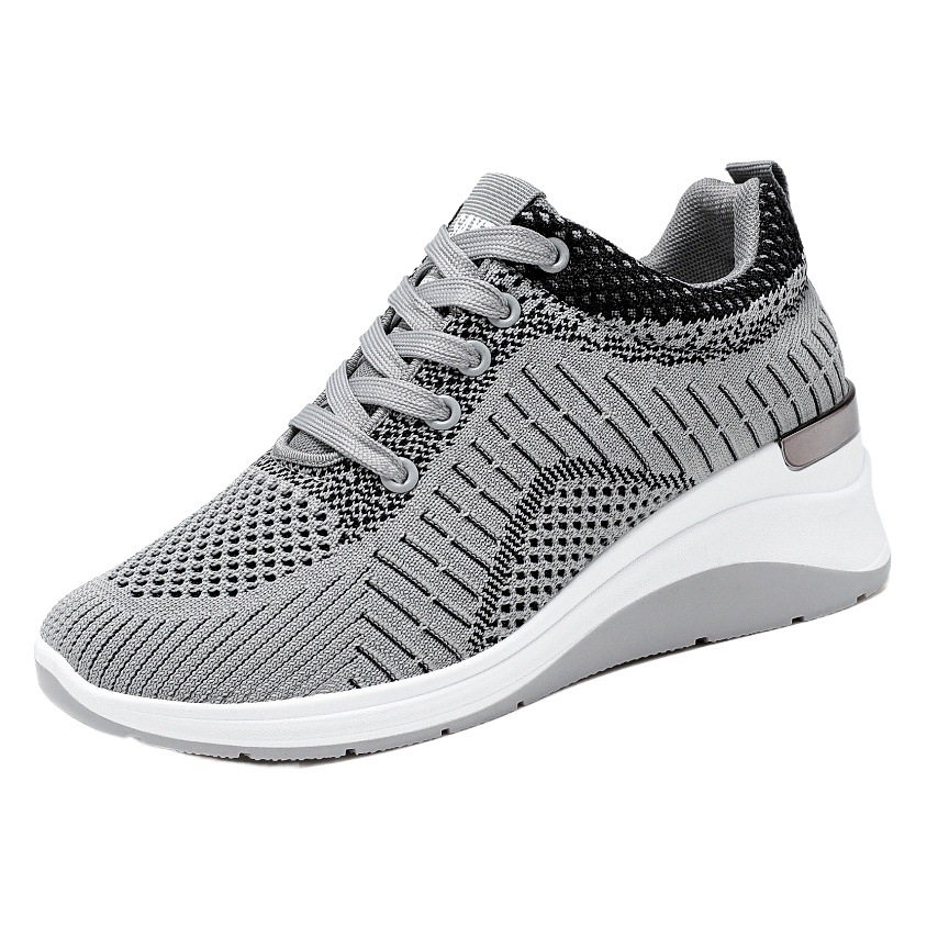 Zapatos casuales de mujer zapatos de mujer transfronterizos universales zapatos de altura de suela gruesa zapatos simples zapatos tejidos poco profundos zapatos de malla transpirables