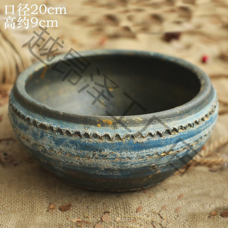 Retro Succulent Old Stump Plant Pottery Pot Coarse Pottery Living Room Breathable Pottery Pot Clay Flower Pot Large Diameter Clay Pot