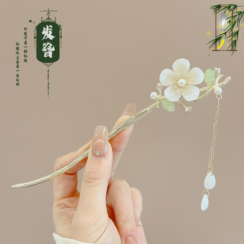 古风新中式发簪女高级感花朵木簪日常通勤国风盘发器簪子汉服头饰|undefined