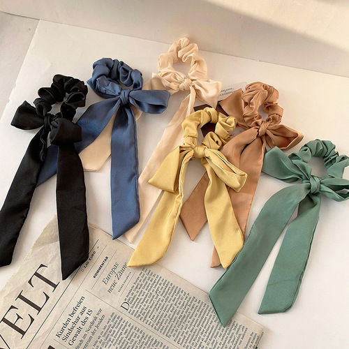 Headband with Tassel Hair Tie, Algae Hair Band for Women, Hair Tying Headband with Ribbon, Big Bow Hair Tassel, Silk Ribbon Hairband, Net Pop Star Style
