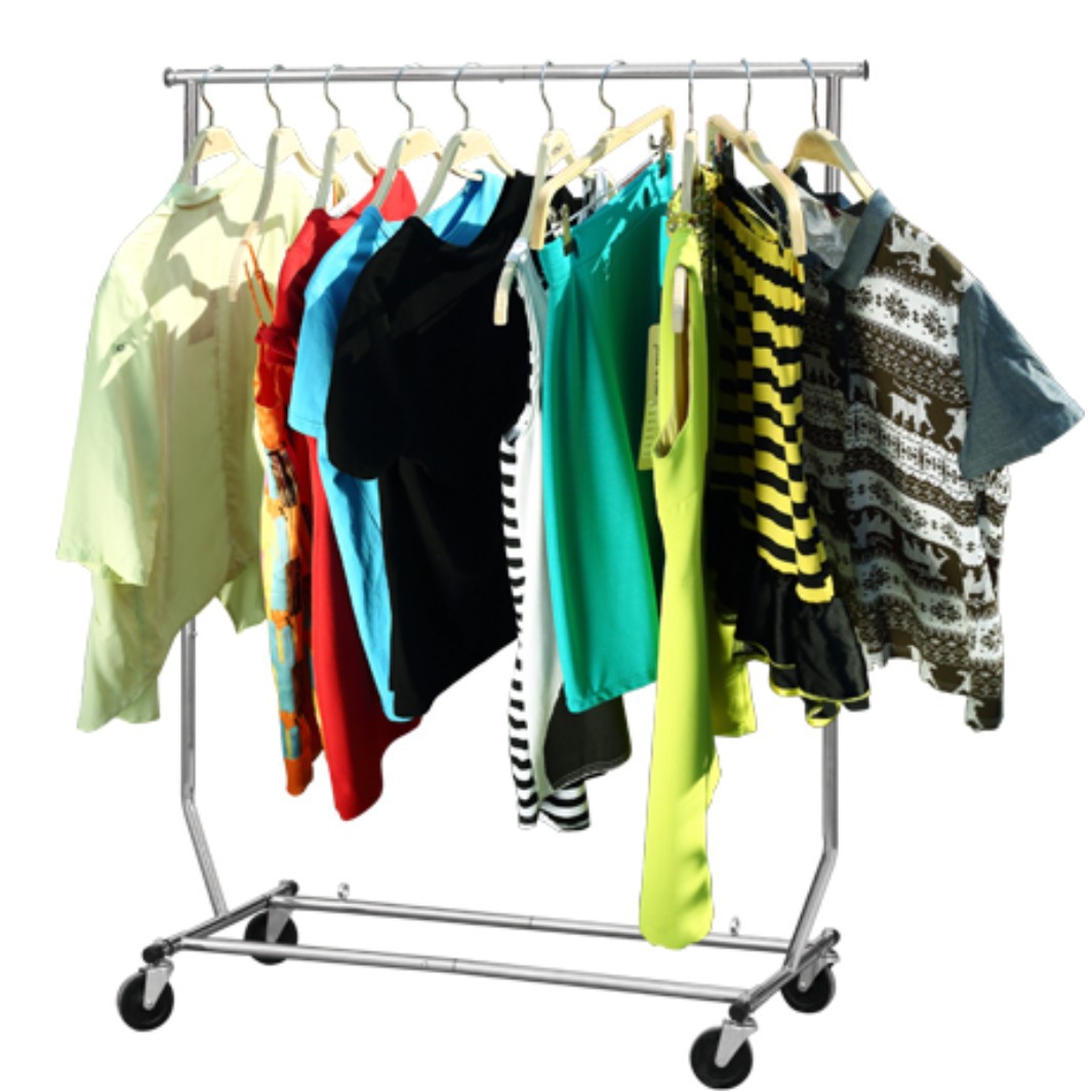 厂家直供单杠服装展示架晾衣架落地晾晒架服装店挂衣架衣架带滑轮
