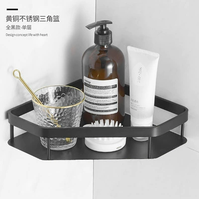 Bathroom Black Golden Triangle Board Blossom Blue bathroom corner frame wall -mounted shower shower shower gel storage rack