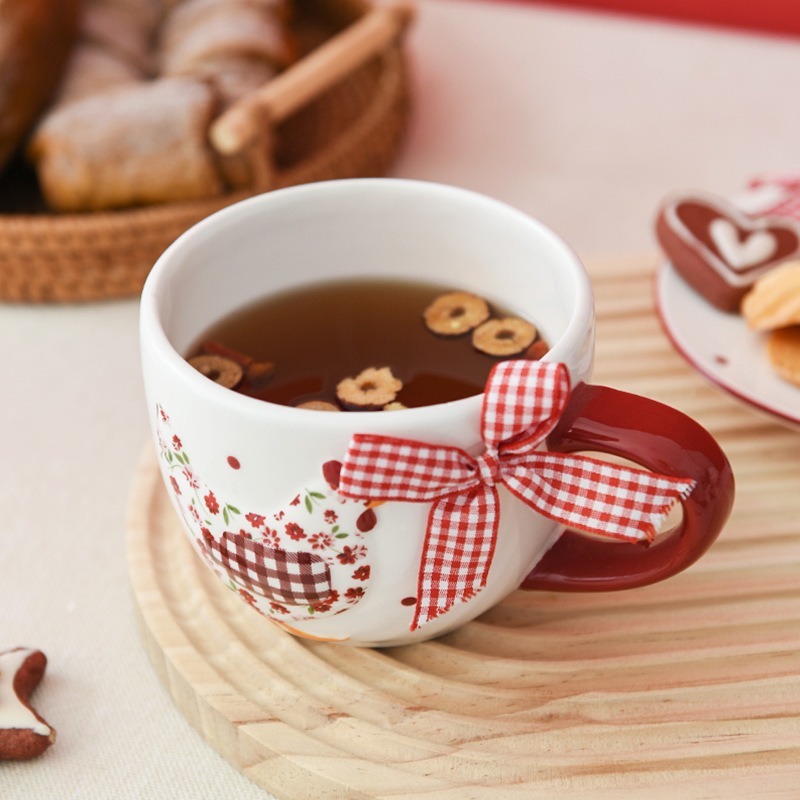 Pastoral viento rojo pollo de cerámica taza de cerámica taza de leche taza de desayuno taza de sopa creativa casera taza