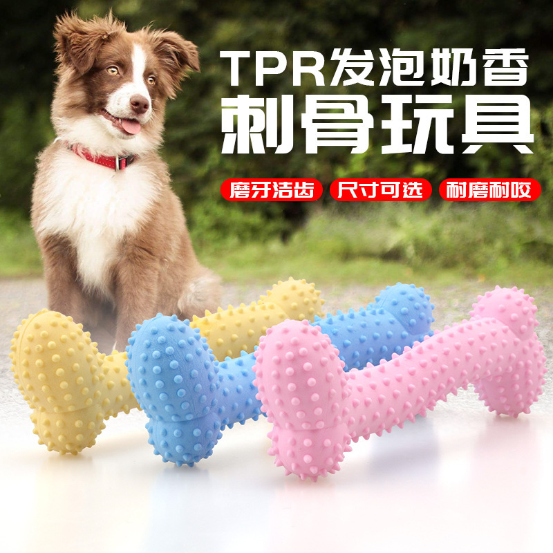 Transfronterizo nuevo perro juguete TPR leche sabor púas hueso molar Limpieza de dientes espuma hueso pequeño juguete para mascotas