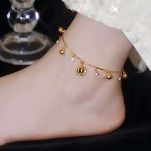 Cross-Border Jewelry Anklet, Crown Bell, Goddess Elegant Anklet Ins, Non-Fading, Simple and Versatile Jewelry