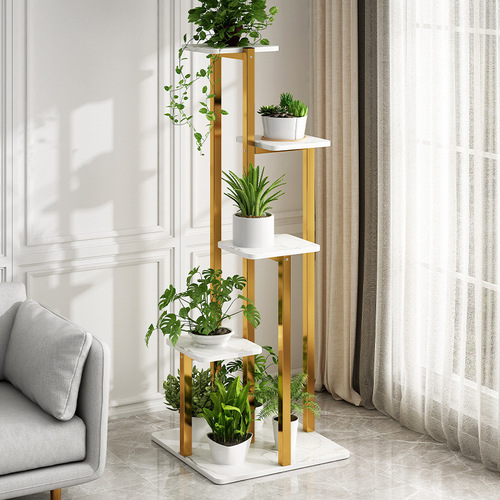 Light luxury flower rack, living room interior decoration rack, balcony simple storage rack, green radish rack, floor-standing multi-layer flower pot rack