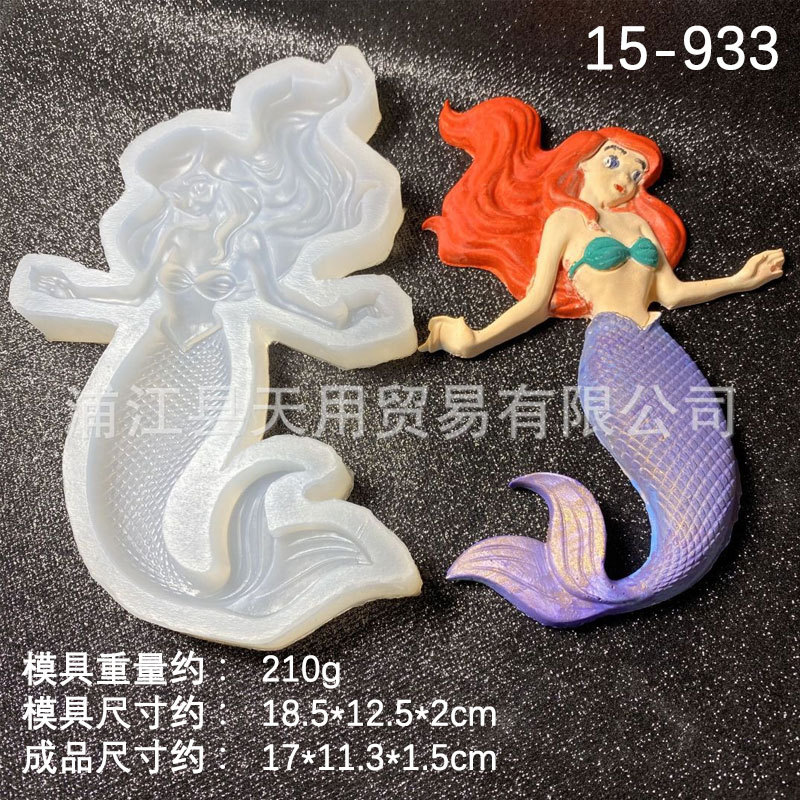 Gran sirena mar hierba coral fondant molde de silicona DIY epoxi decoración ritmo seco arcilla suave
