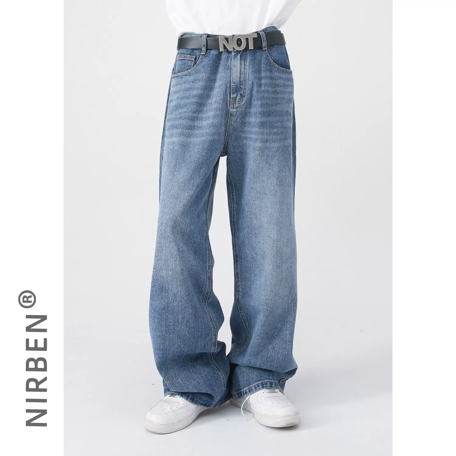 nirben牛仔|  基础走量款 八色可选宽松半松紧腰宽松直筒牛仔长裤