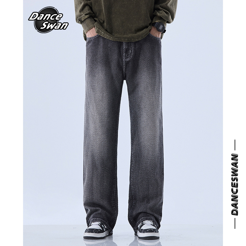 Men's denim demi-season retro universal trousers