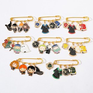 Cartoon animation magic academy character metal badge accessories novel character alloy dripping oil brooch bag clothes