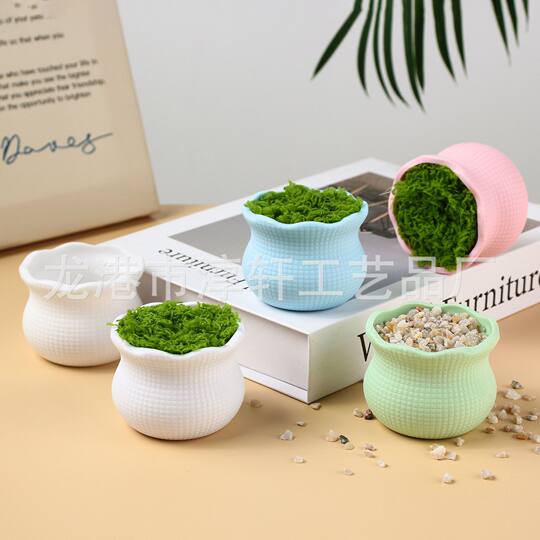 Source Factory Plastic Flower Pot Pattern Macaron Color Diy Wool Crocheted Twist Rod Ornaments Mini Small Flower Pot