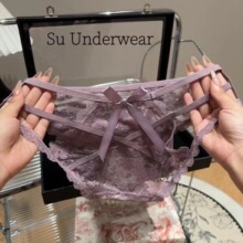 缠绵蜜果~御姐风女甜辣蕾丝内裤蝴蝶结性感网纱低腰绑带三角裤女