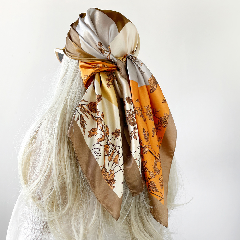 Femmes Style Vintage Vacances Bloc De Couleur Polyester Écharpe En Soie display picture 11