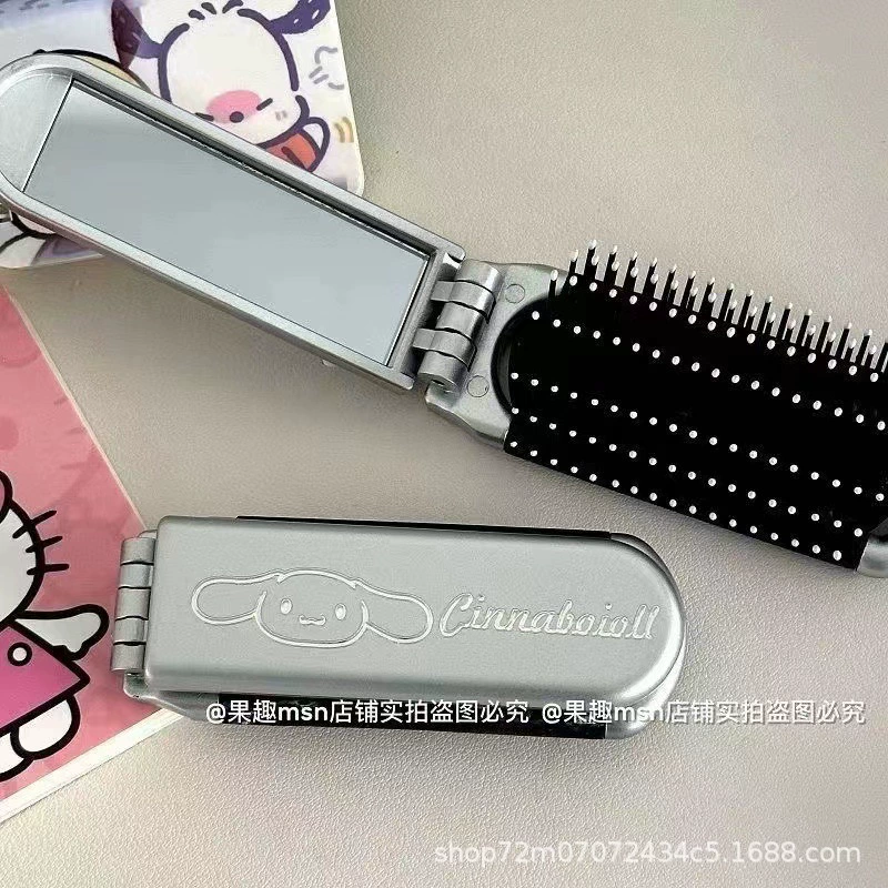 Сгибаемая ручная расческа с воздушной подушкой Sanrio, серия стикеров-мультяшек, портативная зеркальная щетка