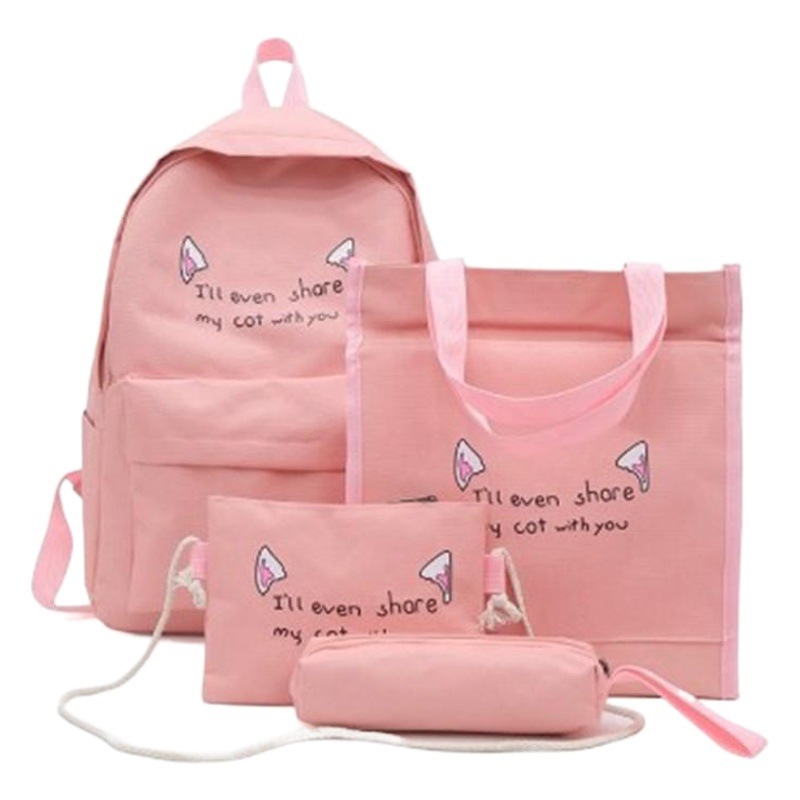 2020 nuevo contraste de color de cuatro piezas de gran capacidad mochila de moda estudiante bolso de mujer bolso de la computadora