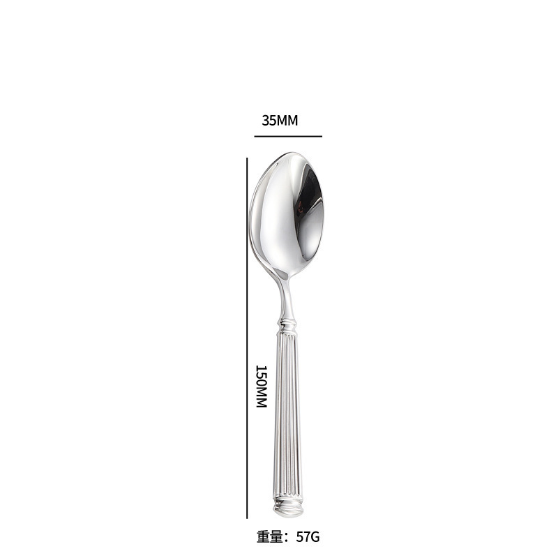 ins304 ステンレス鋼ローマ柱西洋食器厚みのあるホテルステーキナイフ、フォーク、スプーン鍛造デザートスプーンセット|undefined