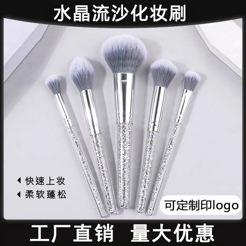 5 mangos de cristal plateado