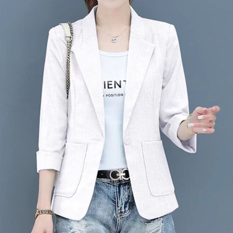 休闲上衣小西装新款防晒外套女2025透气薄款短春秋西服小个子|undefined