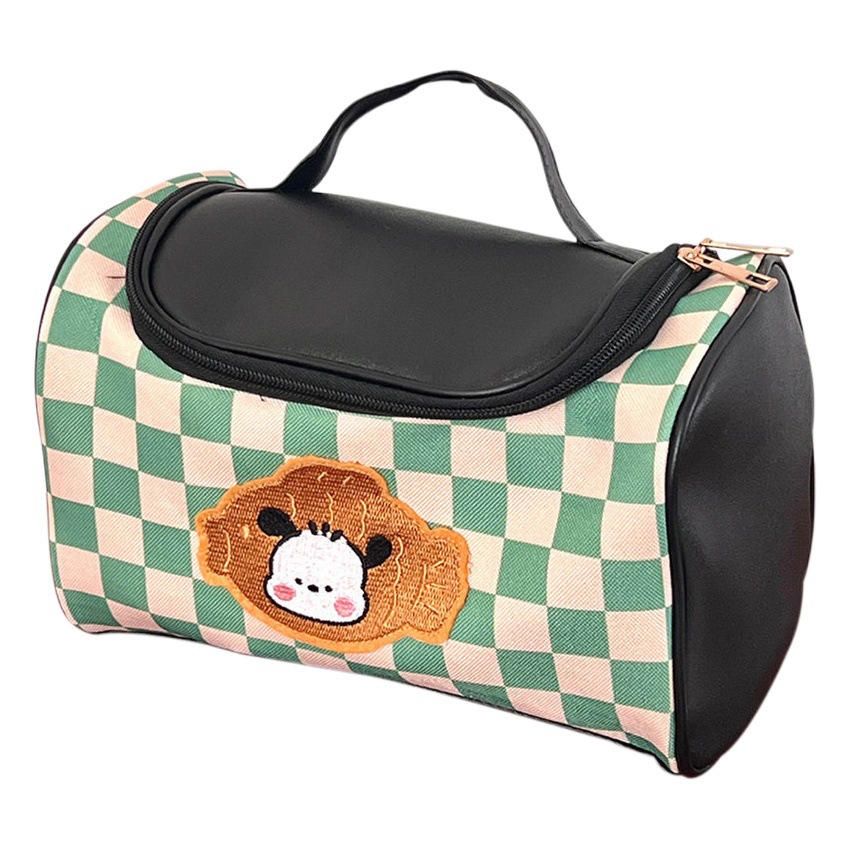 Tengyi original de gran capacidad retro de alto aspecto de la tela escocesa bolsa de cosméticos chica corazón bolsa de almacenamiento portátil nueva venta al por mayor