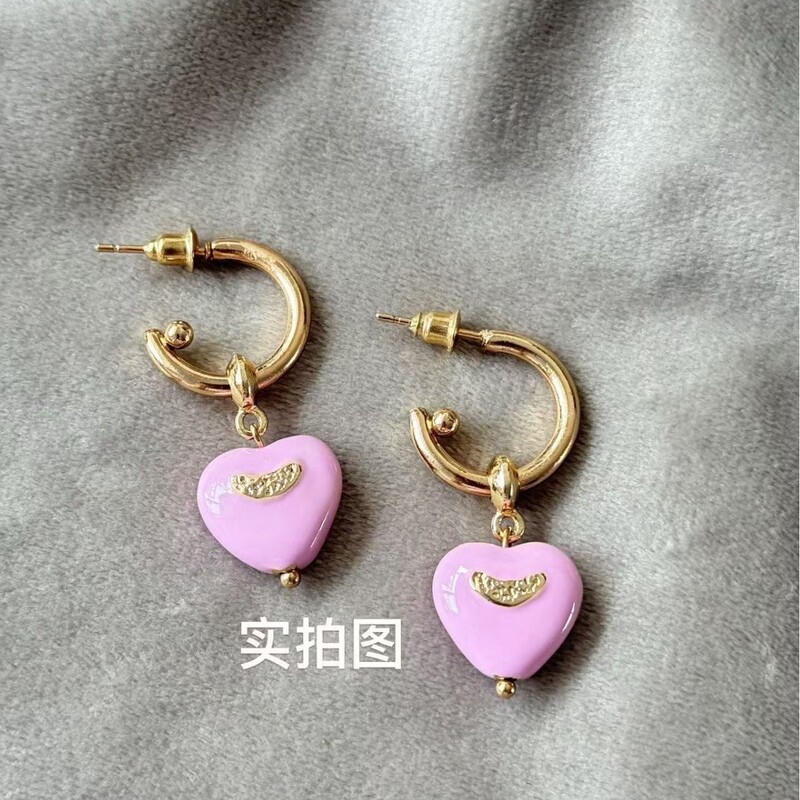 威尼斯手工琉璃爱心耳环轻奢耳钉高级饰品生日礼物|undefined
