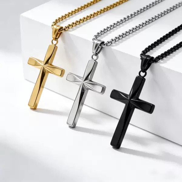 European and American Cross-Border Gender-Neutral Minimalist Cool Style Cross Titanium Steel Necklace Niche Design Fashion Accessory