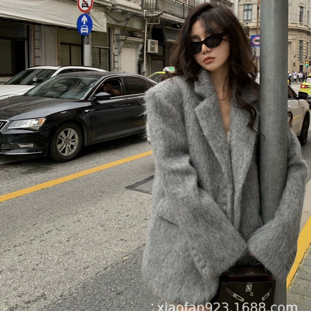 Suit, woolen demi-season woolen coat, shoulder pads, jacket, increased thickness