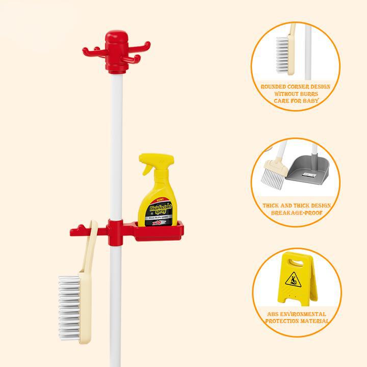 Amazon Simulación Kit de limpieza de casa giratorio trapeador infantil herramienta de limpieza escoba trapeador juguetes de cubo