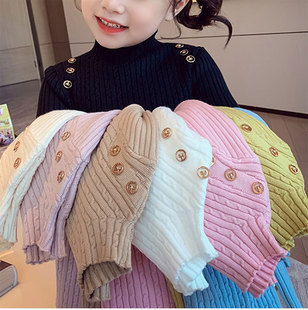 Girls' sweater western-style knitted bottoming shirt 2024 autumn and winter new girls children's wooden-ear top factory wholesale