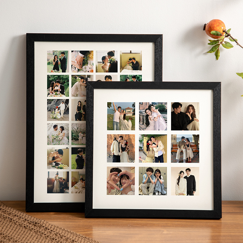 Solid Wood Nine-Grid DIY Photo Frame Trendy Ins Commemorative 48/30 Grid Gift for Best Friends and Friends Photo Display Stand