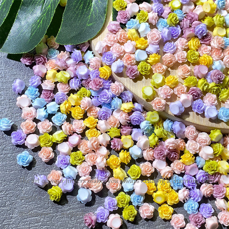 Mini Tie-Dye Rose Nail Art Accessories Mixed Colorful Versatile Soft Gel Carved Nail Decoration Small Accessories