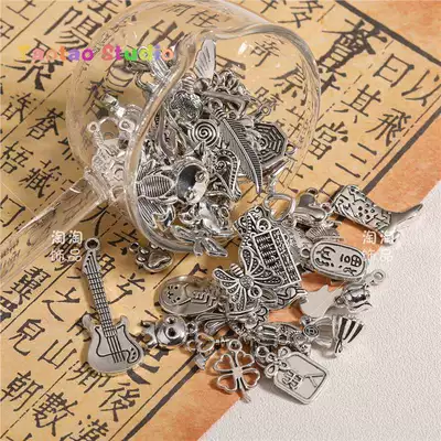 Mixed Ancient Silver Bright Silver Spacer Zərgərlik ara hissələri - ancient-silver-pendant-randomly-mixed-with-50g-standard