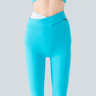 New European and American Stitching Cross-border Riding Running Fitness Pants Hip Naked Yoga Pants Women's Training Stretch Tight Pants