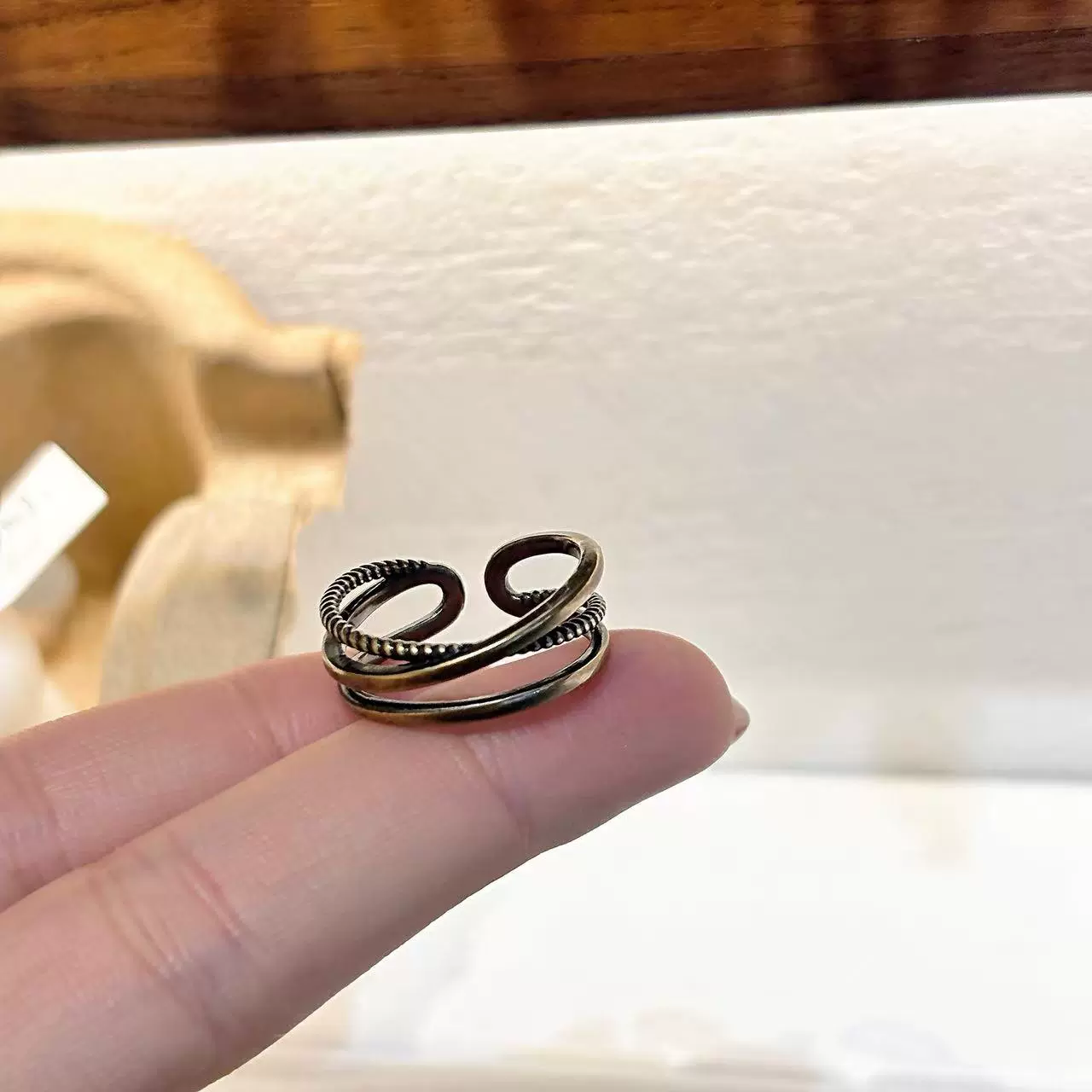 冷淡风多层交叉开口戒指女朋克风复古设计感新款金属感食指戒指环