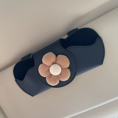 Car Glasses Clip/Bill Clip Sunglasses Clip, Car Driver's Glasses - black-glasses-case-and-leather-case-coffee-flower