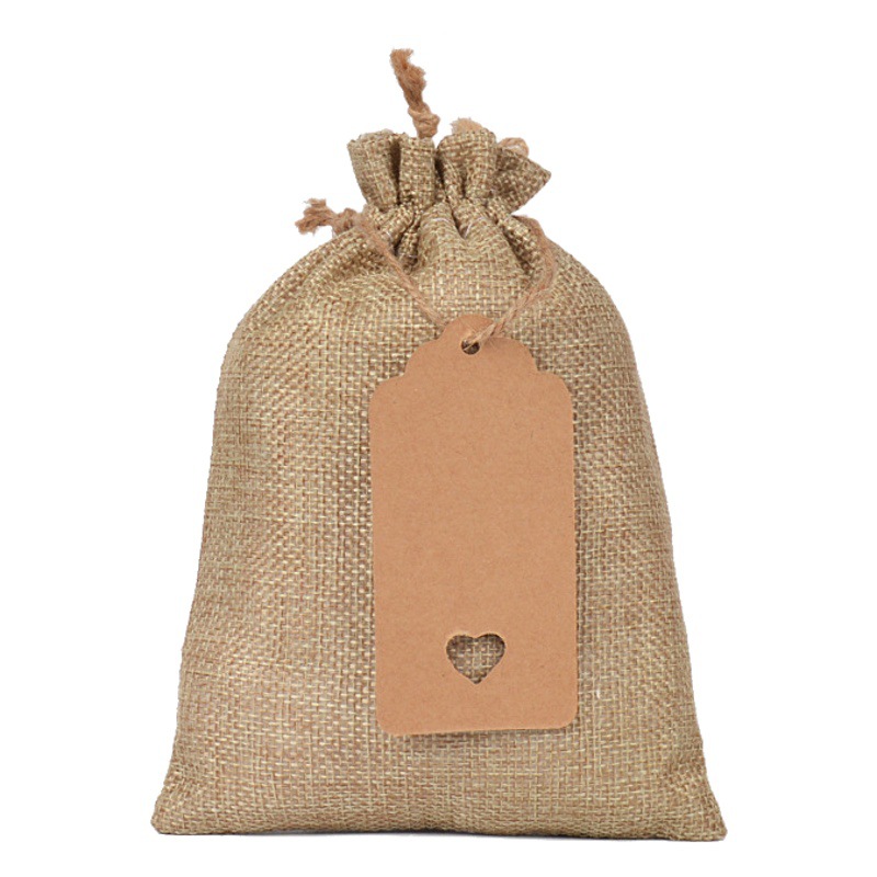 Cuerda de cáñamo transfronteriza, bolsillo con cordón de lino, bolsa de Wenwan, juego de bolsa de regalo de joyería, stock al por mayor