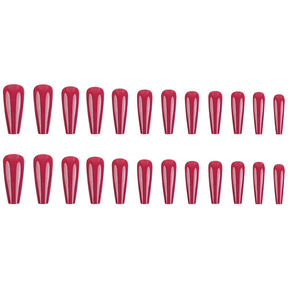 Cara roja cereza brillante para usar uñas de moda de color sólido parche de uñas falsas ventas calientes europeas y estadounidenses 24 piezas de ataúd de uñas