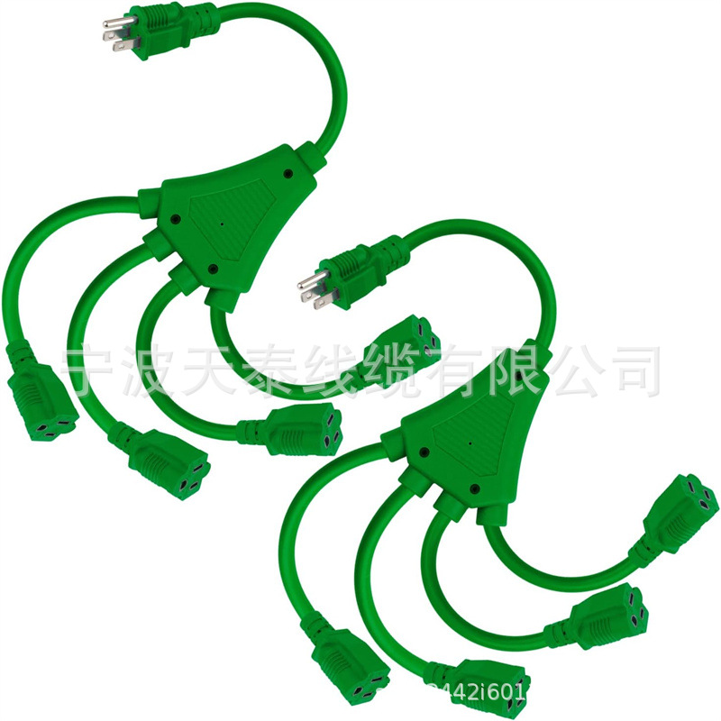 1 至 4 延长线分配器3 爪电源线,室内和室外使用