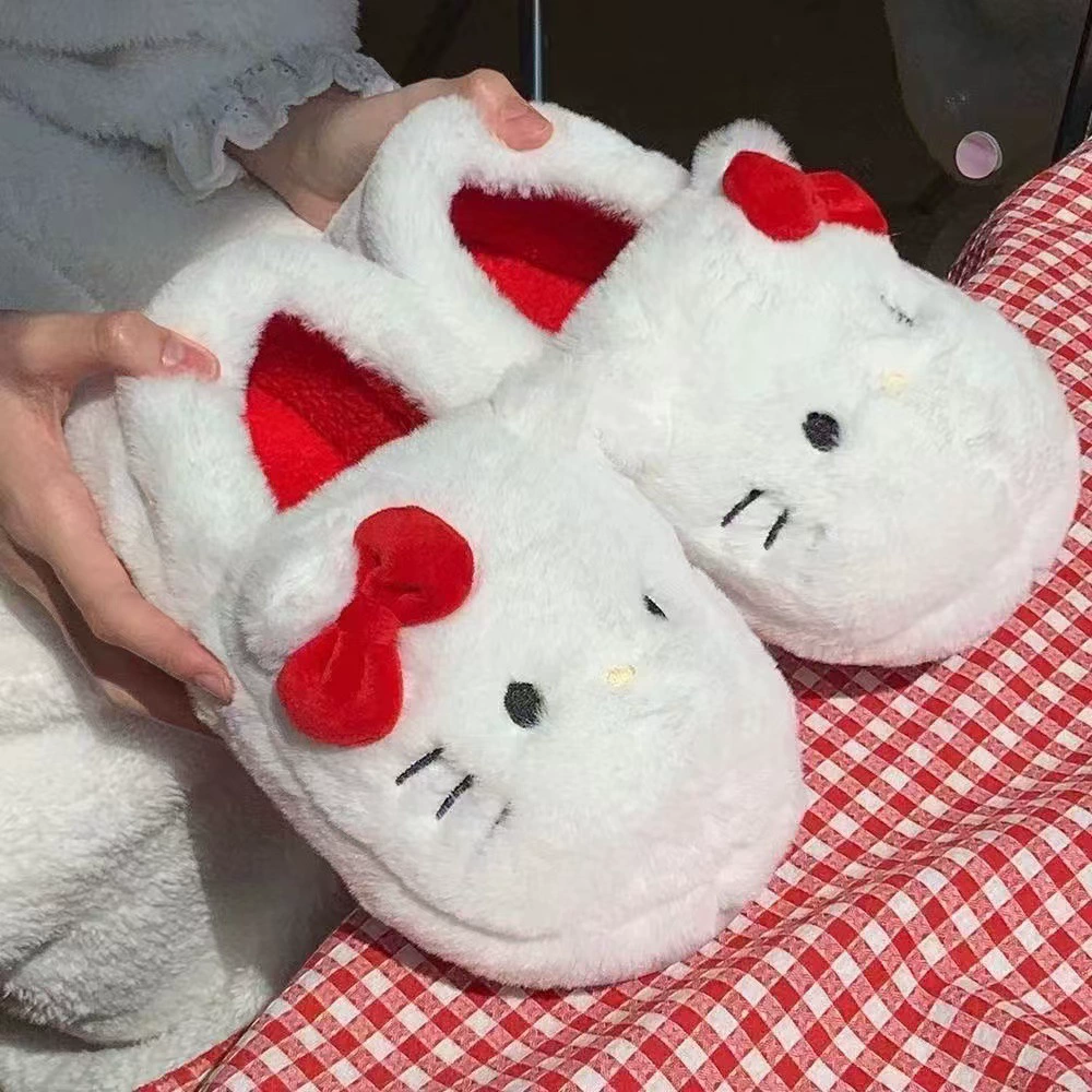 Тапочки Hello Kitty демисезонные, плюшевые хлопковые сланцы, размеры 36–41