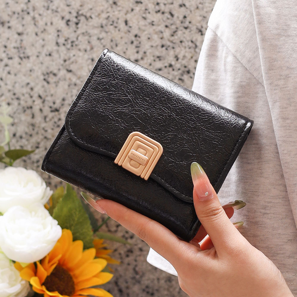 Cross-Border New Style Wallet for Women, Short Foldable Multi-Functional Fashion Storage Bag, Card Holder, Mini Student Coin Purse