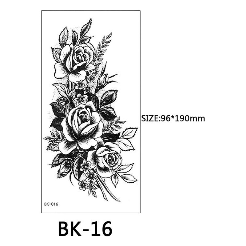 Cross-border dedicado Sketch flor tatuaje pegatinas boceto tatuaje pegatinas Rosa flor blanco y negro tatuaje de la flor