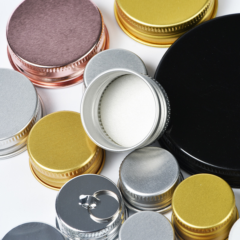 18 dientes, 20 dientes, 24 dientes, rosca de reborde, tapa de aluminio, fábrica de tapa de botella, tapa de aluminio pequeña, tapa de rosca, tapa de aluminio cosmética, tapa de botella de metal image 5