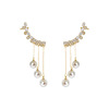 Silver needle, earrings, long ear clips with tassels from pearl, silver 925 sample, internet celebrity