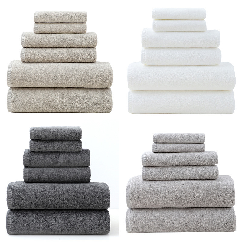 Wholesale Cross-Border Towels and Bath Towels Pure Cotton 6-Piece Set Exclusively for Adults, All-Cotton Set, Amazon Bestseller