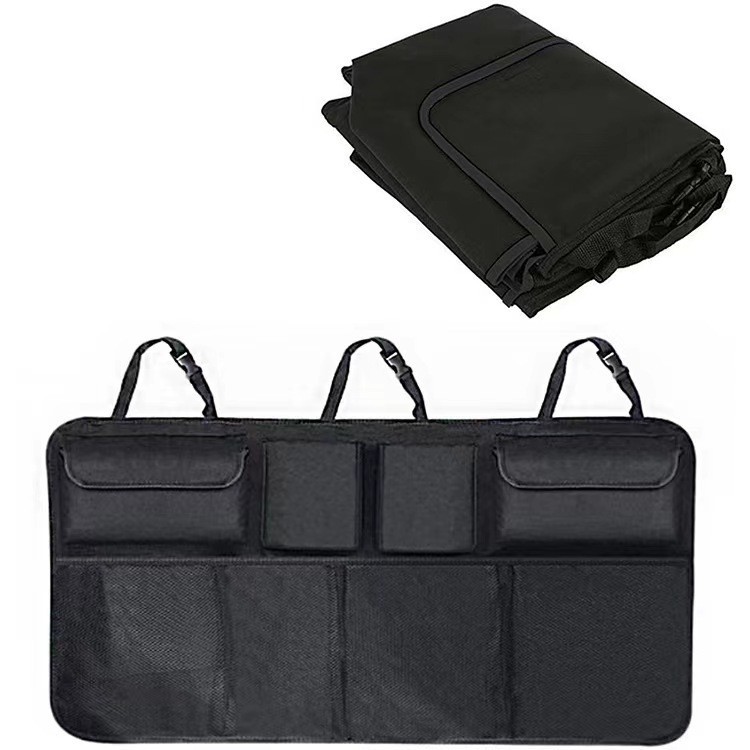 Temu car trunk storage bag, car seat back Oxford cloth hanging bag, multifunctional car storage bag