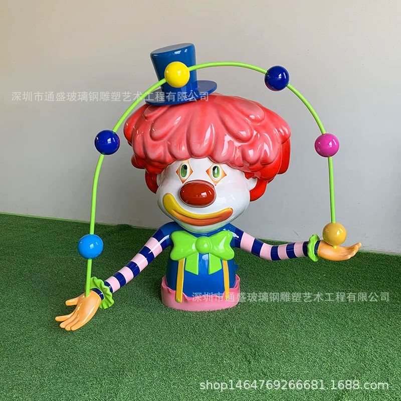 Скульптура клоуна из стекловолокна в стиле аниме, модный уличный декор, фигурка клоуна из стекловолокна, украшение для интерьера