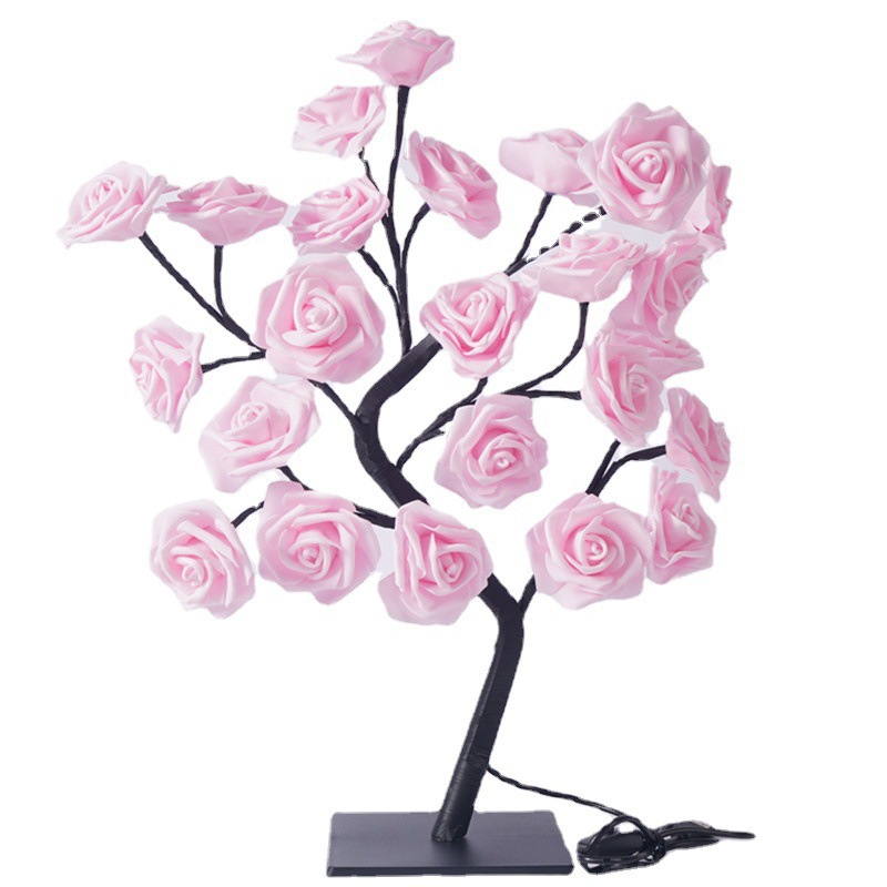 LED simulación lámpara de árbol de rosas Día de San Valentín boda base desmontable cadena de lámparas decorativas lámparas coloridas